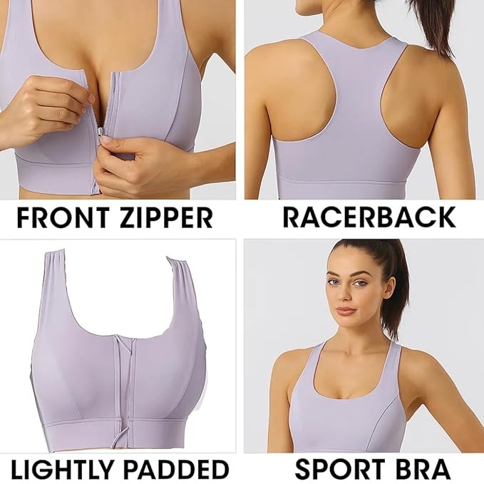Breathable Mesh Racerback Sports Bra with Strong Bounce Control for Workout and Fitness