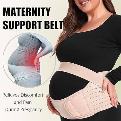Skin maternity support belt for back and belly relief.