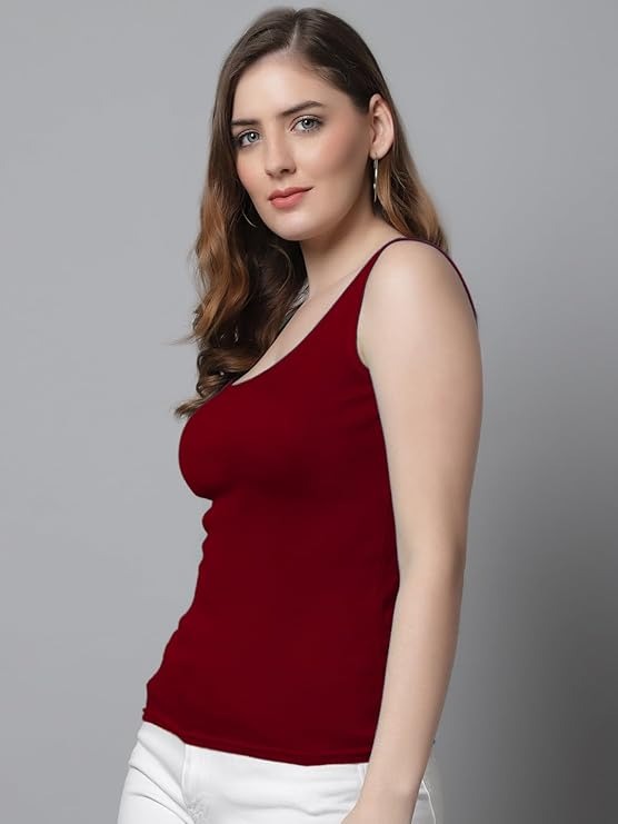 Fashiol Women’s Red Spaghetti Strap Tank Top – Bold and Breathable