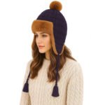 Fashiol Women's Winter Knit Trapper Hat with Faux Fur Lining, Pom Pom Design, Ear Flap Style, Fleece Bannie Cap