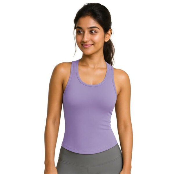 ELEG & STILANCE Women Solid Sleeveless Activewear Tank Top | Stretch Fit Workout Gym Yoga Top - alternate view