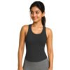 ELEG & STILANCE Women Solid Sleeveless Activewear Tank Top | Stretch Fit Workout Gym Yoga Top - side view