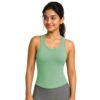 ELEG & STILANCE Women Solid Sleeveless Activewear Tank Top | Stretch Fit Workout Gym Yoga Top - detail view