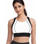 ELEG & STILANCE Women's Full Coverage Soft Stretchable Padded Racerback Sports Bra with Back Hook Closure for Yoga| Workout| Running Sports Bra