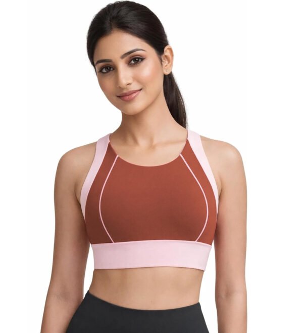ELEG & STILANCE Women's Full Coverage Soft Stretchable Padded Racerback Sports Bra - alternate view