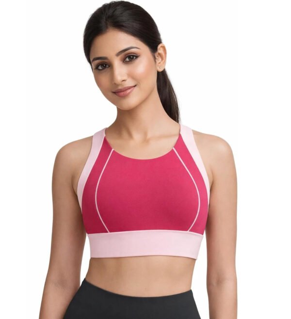 ELEG & STILANCE Women's Full Coverage Soft Stretchable Padded Racerback Sports Bra - side view