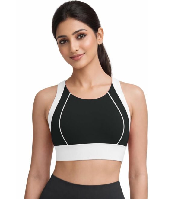 ELEG & STILANCE Women's Full Coverage Soft Stretchable Padded Racerback Sports Bra - detail view