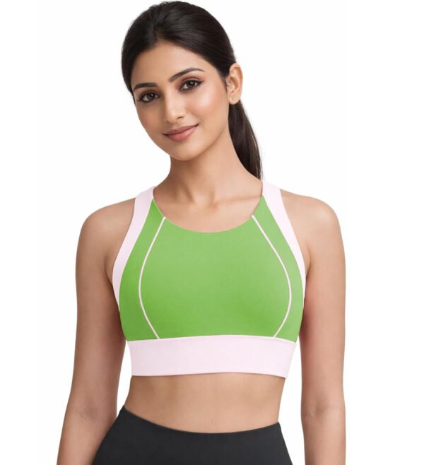 ELEG & STILANCE Women's Full Coverage Soft Stretchable Padded Racerback Sports Bra - fabric detail