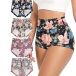 ELEG & STILANCE Women's High-Waist Floral Printed Seamless Panties – Soft & Stretchable Briefs Plus Size Daily Use Innerwear
