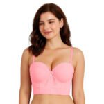 Fashiol Women's Lightly Padded Wired Stylish Mesh Designed Pushup Bra Detachable Straps Corset Bralette | 32 Till 38