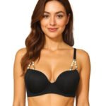 Fashiol Women's Push Up Bra Underwire Comfortable Bras Padded Plunge Adjustable Straps Demi Coverage Everyday Bra