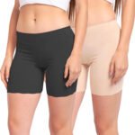 Fashiol Nylon Spandex High Waist Seamless Under Skirt Shorts for Women & Girls. Pack of 2 (XS - 3XL)