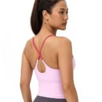 Fashiol Women's Padded Sports Bra Spaghetti Strap Criss Cross Back | Yoga Workout Fitness Crop Top Cami Bralette