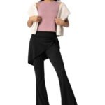 Fashiol Women Sports Jogger with Attached Skirt | High Waist Yoga Pants with Skirt Overlay | Stretchable Gym Workout & Dance Wear Joggers for Women