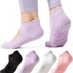 Fashiol Women Yoga Socks | Non-Slip Grip Cotton 5 Toe Socks with Elastic Strap | Anti-Skid Pilates, Yoga,Gym,Pilates & Barre Workout Balance & Comfort