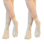 Fashiol Women's Ultra-Thin Sheer No-Show Ankle Socks | Skin Color Transparent Nylon Thumb Socks for Women and Girls