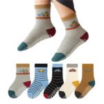 Fashiol Baby Boys & Girls Dinosaur Anti-Slip Cotton Socks –Soft Breathable Cute Cartoon Design Grip Socks for Kids & Toddlers (MultiColour)
