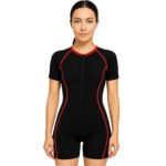 Fashiol Women's Sports Front Zup-Up Swimsuit Half Sleeves Boyleg Swimwear Suit UPF 50+ Swimming Dress