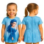 Fashiol Kid Girls Swimming Dress Frock Style Sun Protection Half Sleeves Zipper Closure Printed Swimsuit Outfit
