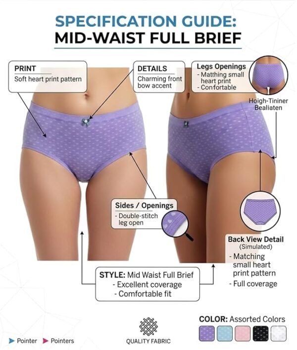 Fashio Women Cotton Mid Waist Hipster Panty | Soft Stretchable Printed Innerwear - side view
