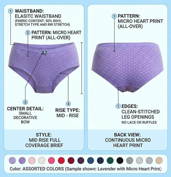 Fashio Women Cotton Mid Waist Hipster Panty | Soft Stretchable Printed Innerwear - detail view