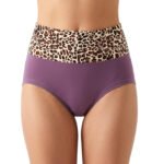 ELEG & STILANCE Women's Seamless Hipster Panties with Leopard Print Waistband, Soft Stretch Comfortable Everyday Underwear