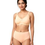 Khwaish Women Cotton Non-Padded Wireless Full Coverage with Adjustable Strap Regular Bra & High Waist Panty Set | Soft Stretchable Comfortable Breathable Lingerie Set