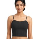 Fashiol Women's Padded Camisole Crop Top | Soft Stretch Slim Fit Spaghetti Strap Tank Top | Sleeveless Padded Innerwear Camisole for Women & Girls