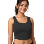 Fashiol Women Sleeveless Crop Tank Top | Slim Fit Round Neck Stretchable Casual Top | Soft Solid Ribbed Innerwear Camisole | Summer Stylish Basic Top