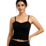 Fashiol Women’s Lace Bralette Crop Top | Lightly Padded Seamless Camisole | Spaghetti Strap Stretch Innerwear | Stylish Casual & Nightwear Top