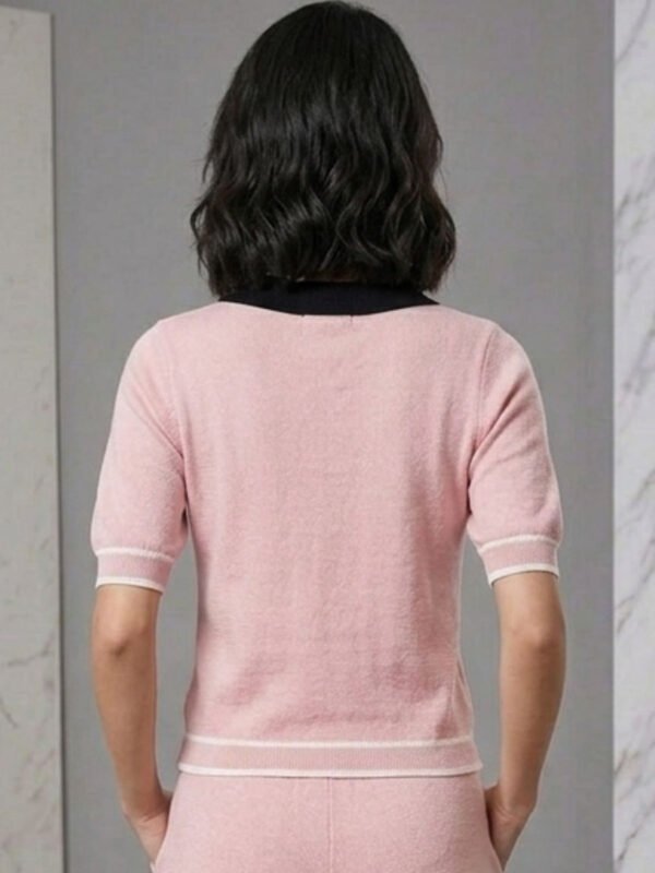 Cotton Blend Top | Pink - side view