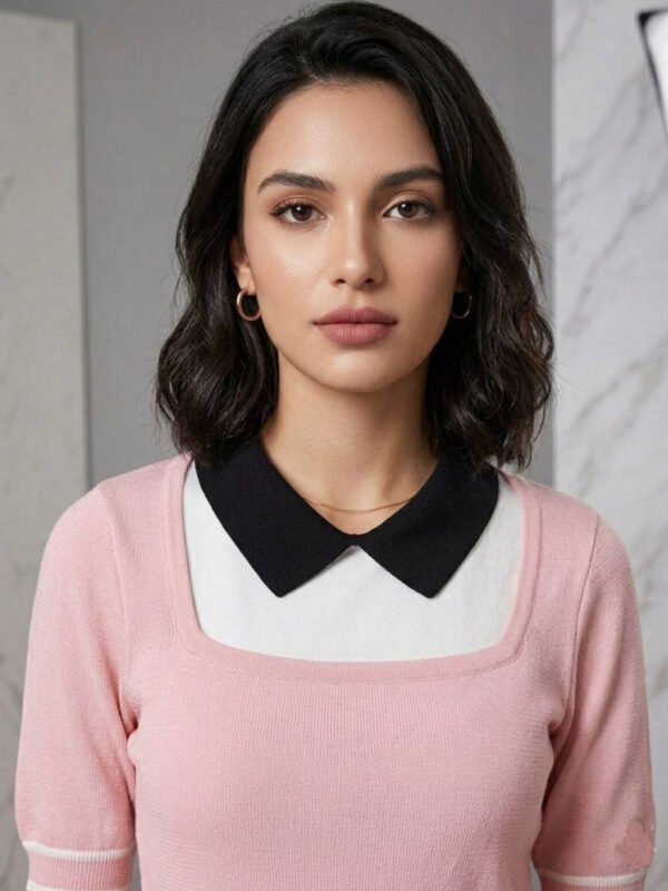 Cotton Blend Top | Pink - detail view