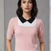 Cotton Blend Top | Pink - fit view