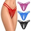 Fashiol women pearl butterfly rhinestone G-string lace thong, pack of 3, multicolour with colour swatches