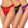 Fashiol women floral lace G string brief, pack of 3 multicolour in sizes S to XL