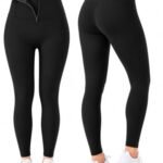 Fashiol Women's High Waist Shaper Leggings with Front Zip, Tummy Control Butt Lift Gym Workout Yoga Tights