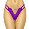 Front view of Fashiol women double strap pearl thong panty in purple with decorative pearl detail