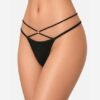 Fashiol women strappy gold ring thong pack of 3, black double strap view